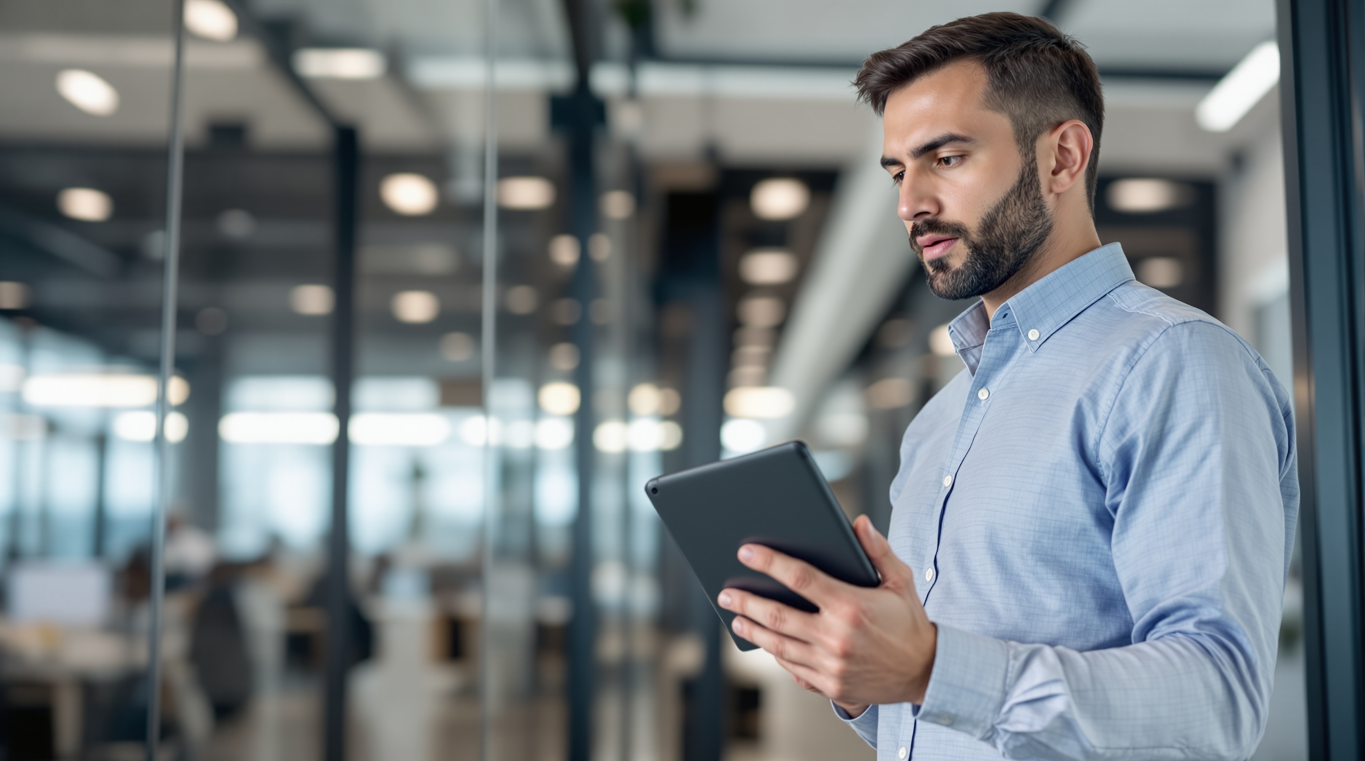 Consultant Sécurité - Homme expert avec tablette