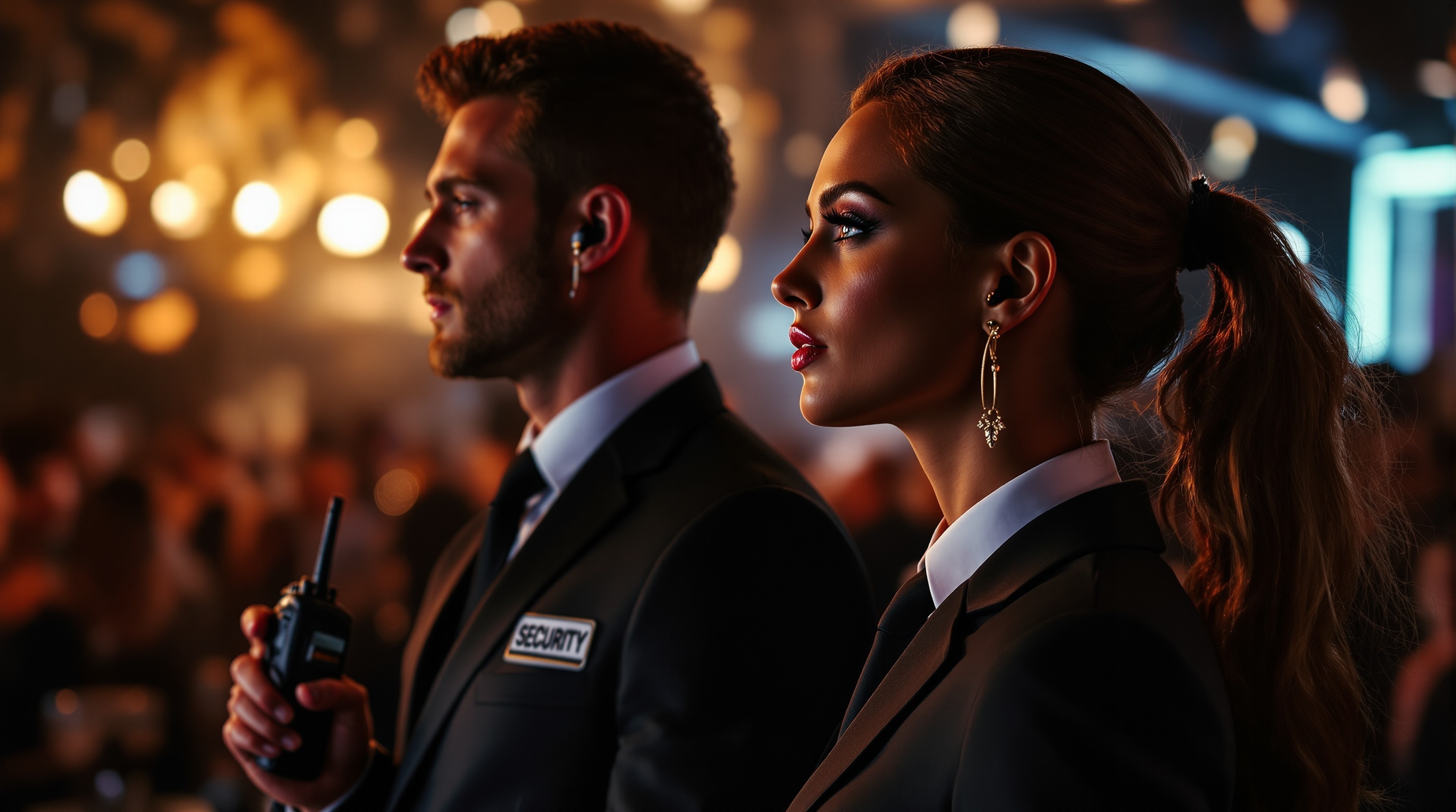 Équipe Sécurité Événementielle Mixte - Homme et Femme professionnels